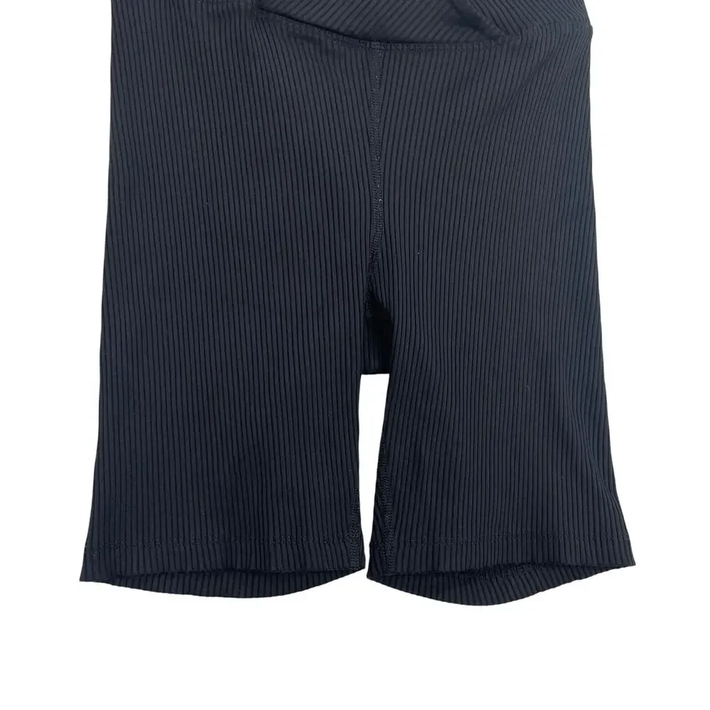 Year of Ours Ribbed V Waist Biker Short Black Womens Size Small